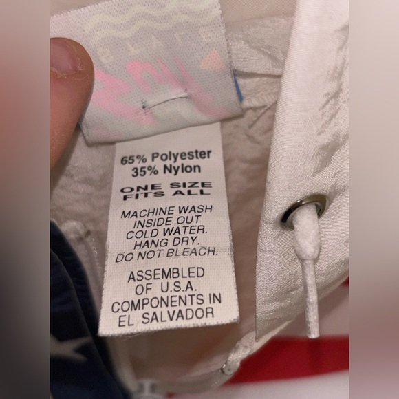 Vintage Surf Style Windbreaker Jacket OSFA Surfer Retro 80s USA Flag Fast Ship - Picture 7 of 10